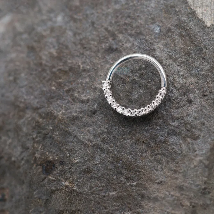 Rings Body Vision BVLA Gem Oaktier Seam Ring in Gold with White CZs