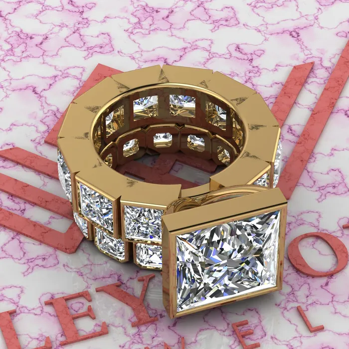 Rings Leyloon Jewelry 2085 CTW Princess Cut TwoPiece Bridal D Color Bezel Moissanite Set Rings Leyloon Jewelry 2085 CTW Princess Cut TwoPiece Bridal D Color Bezel Moissanite Set