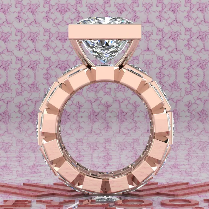 Rings Leyloon Jewelry 2085 CTW Princess Cut TwoPiece Bridal D Color Bezel Moissanite Set