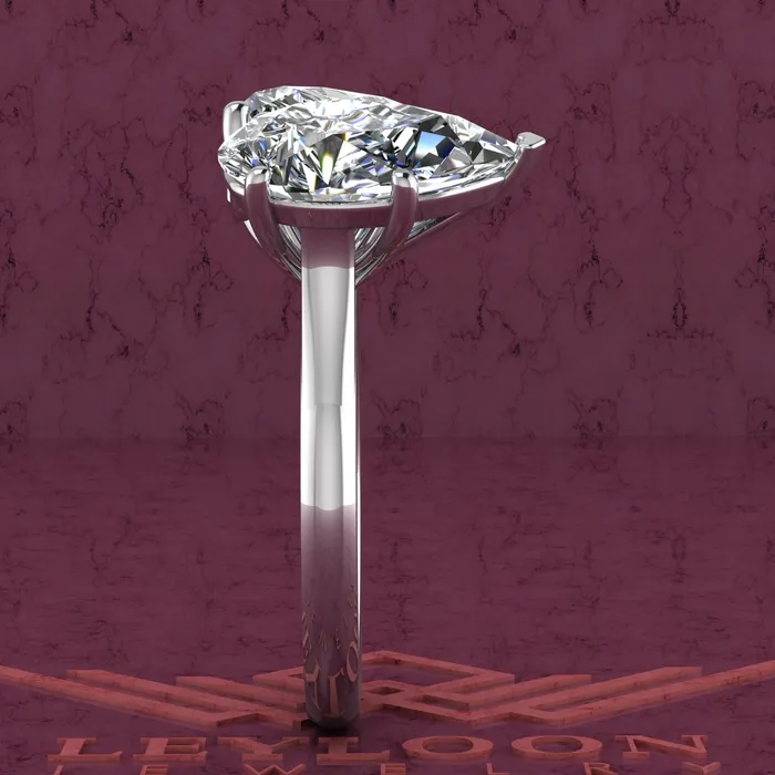 Rings Leyloon Jewelry 4 Carat Heart Cut 4 Carat Pear Cut TwoStone Basket D Color Moissanite Ring