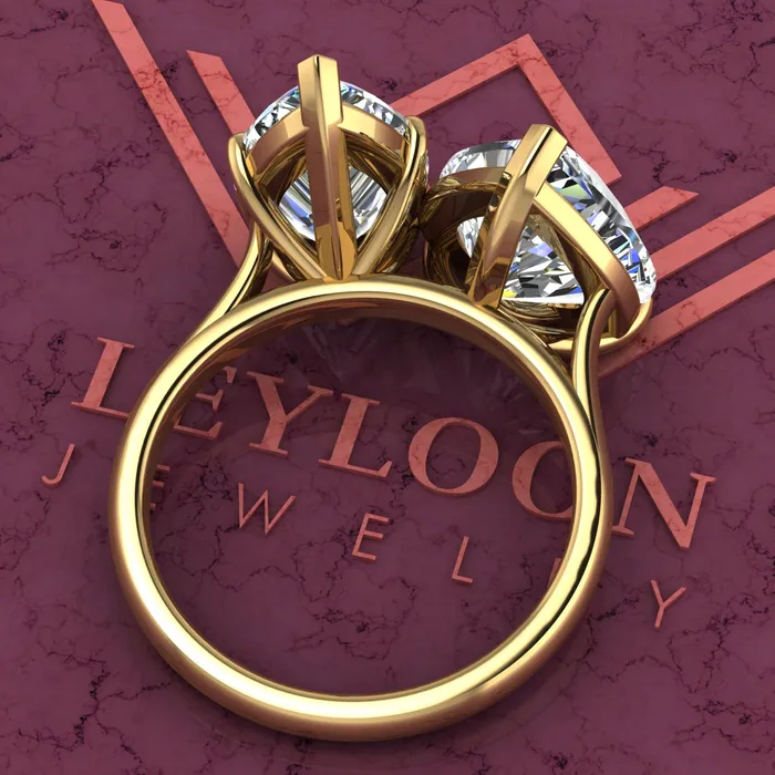 Rings Leyloon Jewelry 4 Carat Heart Cut 4 Carat Pear Cut TwoStone Basket D Color Moissanite Ring