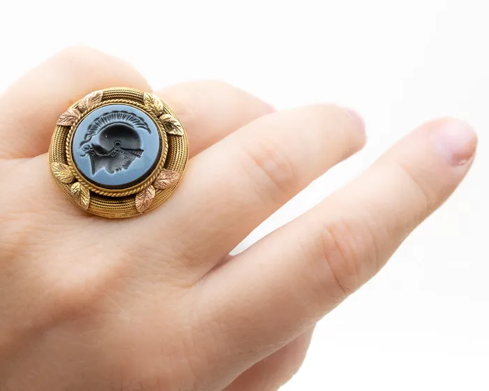 Rings RetroEra 18KT Agate Intaglio Ring Isadoras C