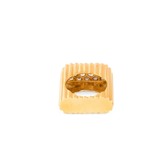 Rings Sculptural 1960s Diamond Pave and 18K Fluted Gold Ring Vintage