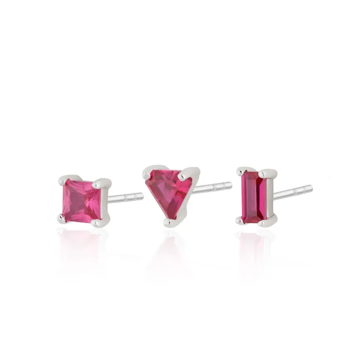 Scream Pretty Earrings Hannah Martin Fuchsia Set of 3 Stud Earrings