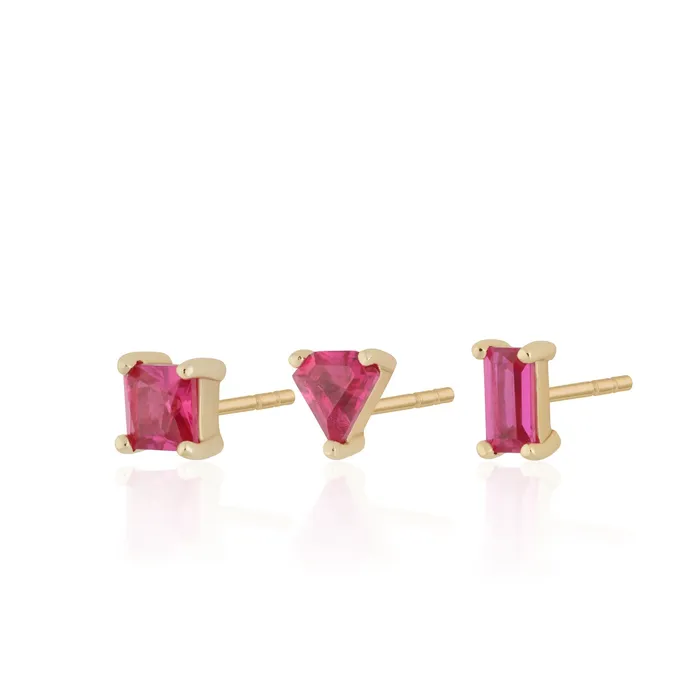 Scream Pretty Earrings Hannah Martin Fuchsia Set of 3 Stud Earrings Scream Pretty Earrings Hannah Martin Fuchsia Set of 3 Stud Earrings