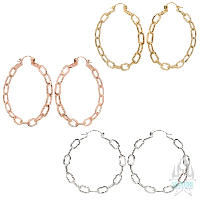 Tawapa Earrings Chain Link Hoop Earrings
