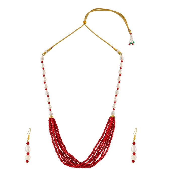 Teejh Chakra White and Red beaded Necklace Set Teejh Necklaces