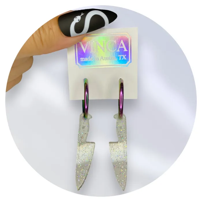 VincaUSA Earrings Rainbow Hoop Earrings with Knives