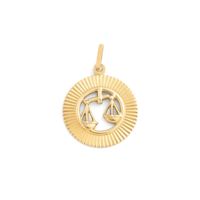 Vintage Earrings Libra Fluted Disc 14k Gold Zodiac Charm