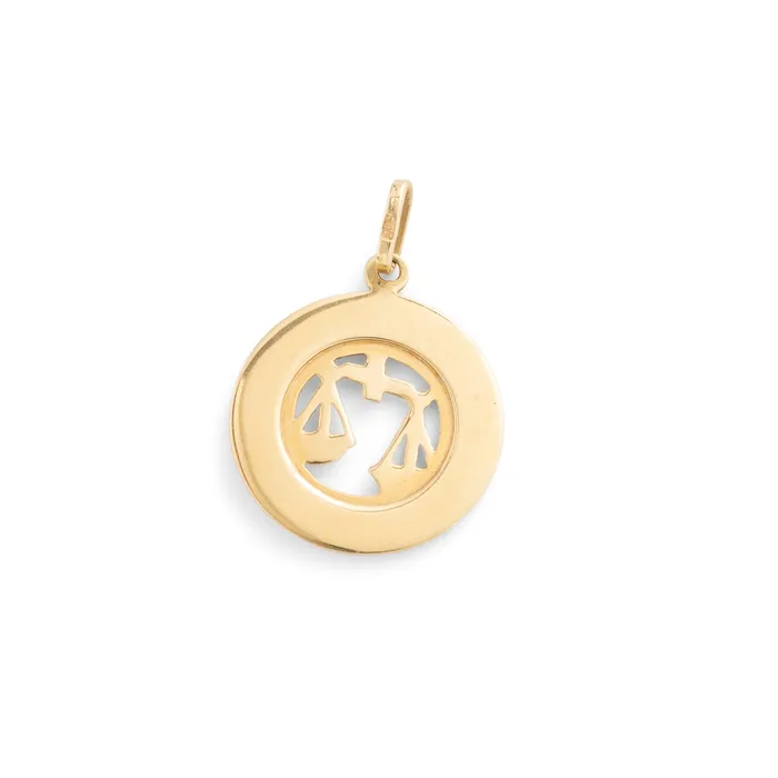 Vintage Earrings Libra Fluted Disc 14k Gold Zodiac Charm
