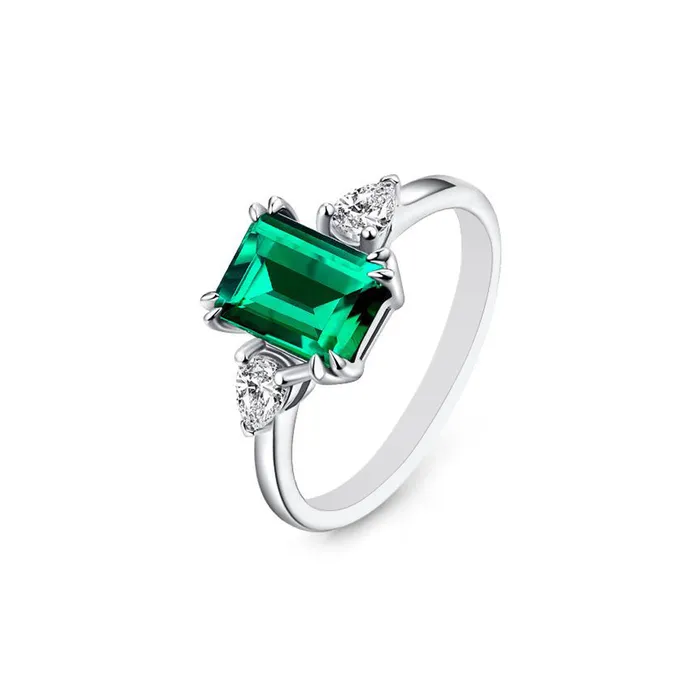 Wholesale Womens Emerald Cut Engagement Moissanite Ring in 925 Sterling Silver vendorunknown Rings