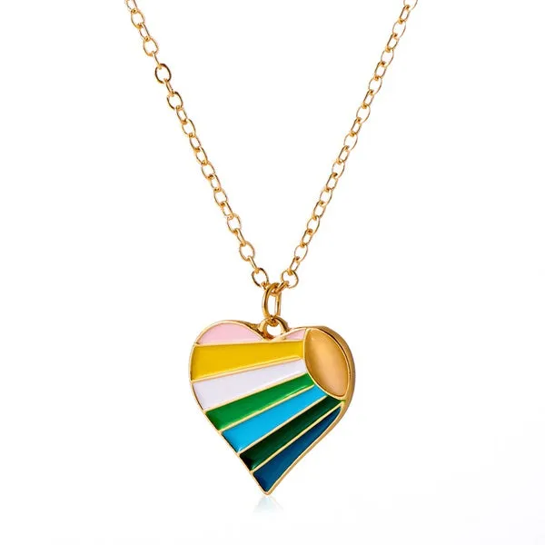 01 Necklaces L151 Gold Bold Colors Heart Necklace FREE Earrings