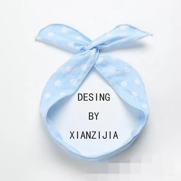 01 Rings H261 Light Blue Polka Dot Pattern Wire Cloth Hair Band