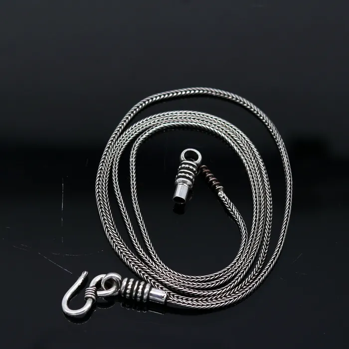 16 to 30 long 15mm screw chain 925 sterling silver handmade wheat chain pendant chain necklace chain oxidized silver chain trendy style nch37 TRIBAL ORNAMENTS Necklaces