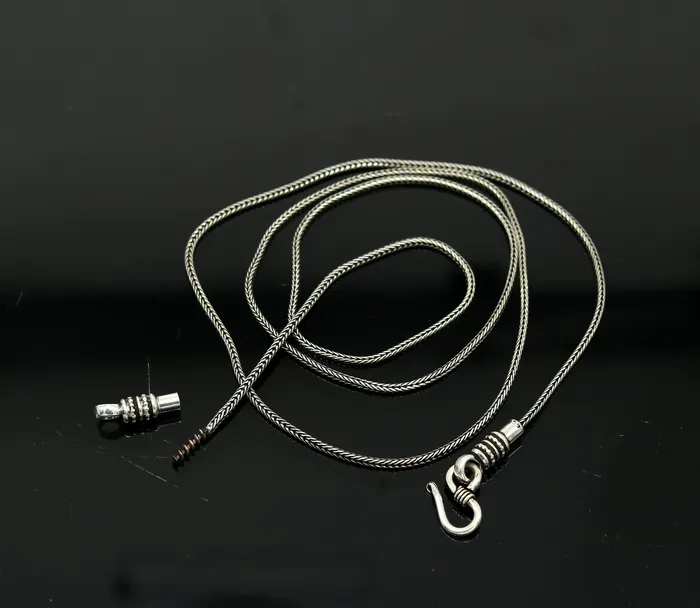 16 to 30 long 15mm screw chain 925 sterling silver handmade wheat chain pendant chain necklace chain oxidized silver chain trendy style nch37 TRIBAL ORNAMENTS Necklaces