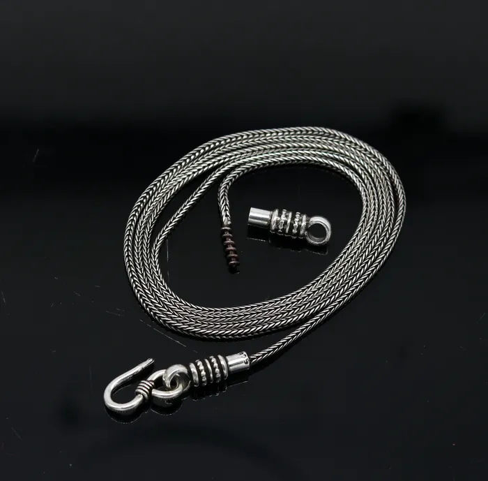 16 to 30 long 15mm screw chain 925 sterling silver handmade wheat chain pendant chain necklace chain oxidized silver chain trendy style nch37 TRIBAL ORNAMENTS Necklaces