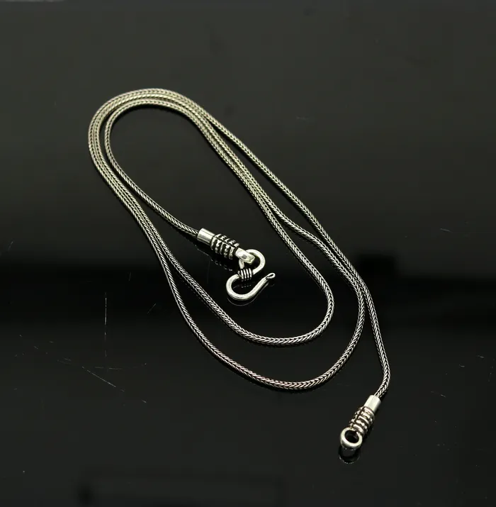 16 to 30 long 15mm screw chain 925 sterling silver handmade wheat chain pendant chain necklace chain oxidized silver chain trendy style nch37 TRIBAL ORNAMENTS Necklaces