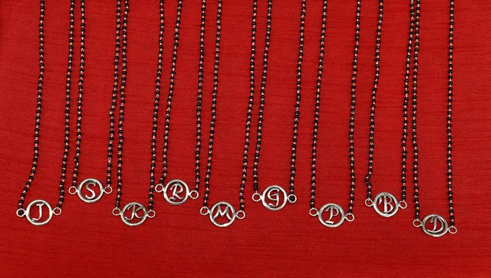 925 sterling silver black beads chain necklace gorgeous letter pendant locket excellent customized necklace set for brides nec160 TRIBAL ORNAMENTS Necklaces
