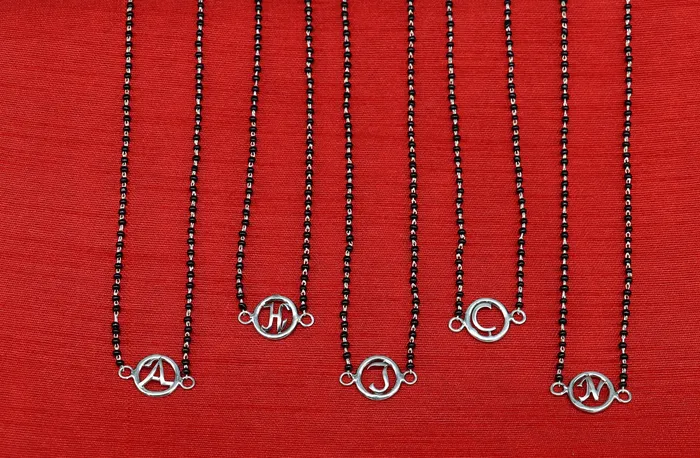 925 sterling silver black beads chain necklace gorgeous letter pendant locket excellent customized necklace set for brides nec160 TRIBAL ORNAMENTS Necklaces
