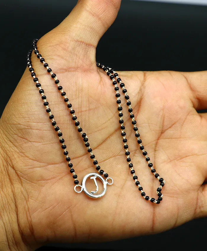 925 sterling silver black beads chain necklace gorgeous letter pendant locket excellent customized necklace set for brides nec160 TRIBAL ORNAMENTS Necklaces