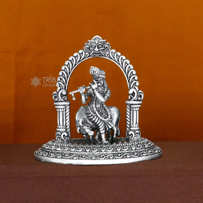 925 sterling silver Exclusive divine Hindu idol Krishna with cow Pendant amazing design stunning figurine gifting puja articles art701 TRIBAL ORNAMENTS Necklaces 925 sterling silver Exclusive divine Hindu idol Krishna with cow Pendant amazing design stunning figurine gifting puja articles art701 TRIBAL ORNAMENTS Necklaces