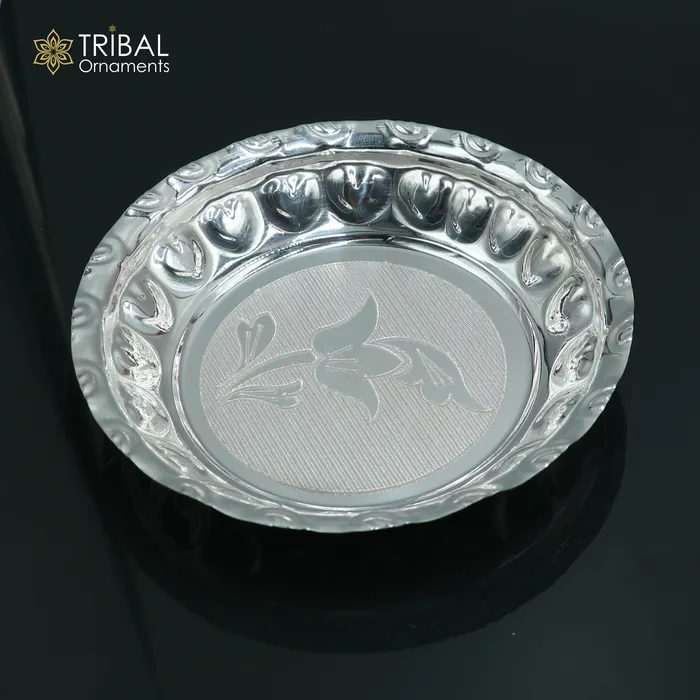 925 sterling silver handmade plate tray best gifting baby food serving silver utensils silver articles puja utensils sv309 TRIBAL ORNAMENTS Rings 925 sterling silver handmade plate tray best gifting baby food serving silver utensils silver articles puja utensils sv309 TRIBAL ORNAMENTS Rings