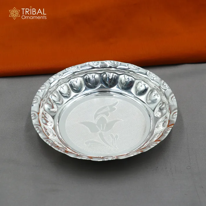 925 sterling silver handmade plate tray best gifting baby food serving silver utensils silver articles puja utensils sv309 TRIBAL ORNAMENTS Rings 925 sterling silver handmade plate tray best gifting baby food serving silver utensils silver articles puja utensils sv309 TRIBAL ORNAMENTS Rings