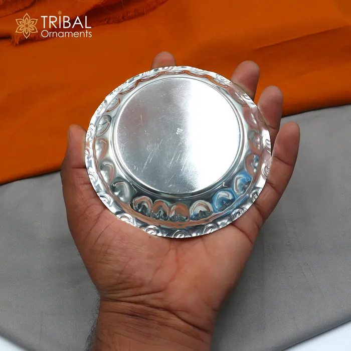 925 sterling silver handmade plate tray best gifting baby food serving silver utensils silver articles puja utensils sv309 TRIBAL ORNAMENTS Rings 925 sterling silver handmade plate tray best gifting baby food serving silver utensils silver articles puja utensils sv309 TRIBAL ORNAMENTS Rings