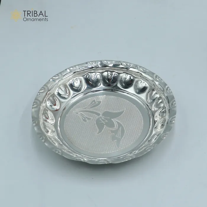 925 sterling silver handmade plate tray best gifting baby food serving silver utensils silver articles puja utensils sv309 TRIBAL ORNAMENTS Rings 925 sterling silver handmade plate tray best gifting baby food serving silver utensils silver articles puja utensils sv309 TRIBAL ORNAMENTS Rings