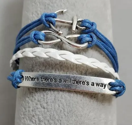 alice AZ1349 Blue White Where Theres A Will Theres A Way Anchor Infinity Layer Leather Bracelet Bracelets alice AZ1349 Blue White Where Theres A Will Theres A Way Anchor Infinity Layer Leather Bracelet Bracelets