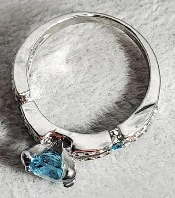 alice Rings R739 Silver Light Blue Square Gem Rhinestone Ring