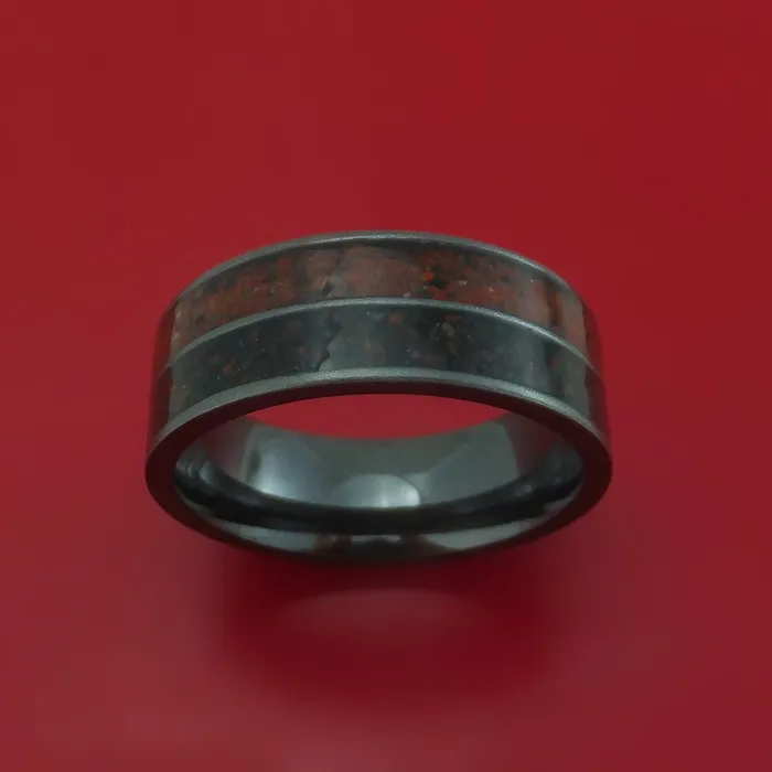 Black Zirconium Mixed Dinosaur Bone Ring Custom Made Fossil Band Lashbrook Rings