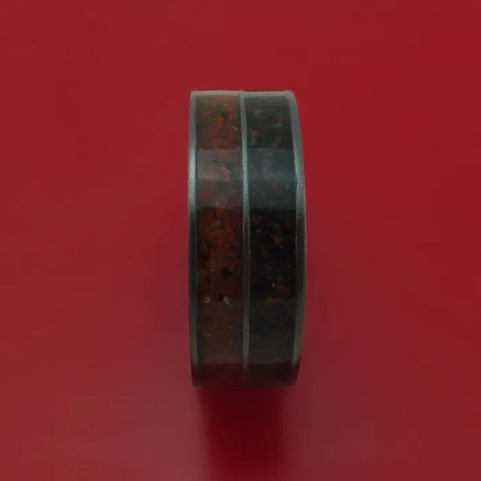 Black Zirconium Mixed Dinosaur Bone Ring Custom Made Fossil Band Lashbrook Rings
