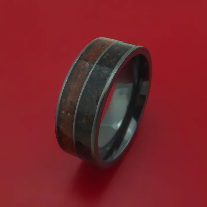 Black Zirconium Mixed Dinosaur Bone Ring Custom Made Fossil Band Lashbrook Rings