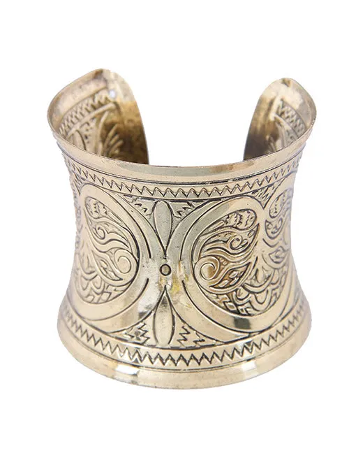 Bracelets 02 B593 Gold Vintage Look Cuff Bracelet