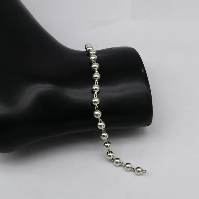 Bracelets 925 sterling silver handmade 55 mm round beads balls unisex bracelet fabulous customized 8 inches long beaded bracelet stylish gift sbr211 TRIBAL ORNAMENTS