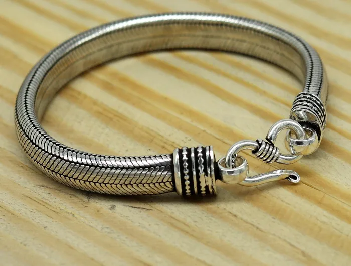 Bracelets TRIBAL ORNAMENTS 7mm 9 solid 925 sterling silver handmade snake chain heavy customized D shape half round bracelet personalized gifting jewelry nsbr201 Bracelets TRIBAL ORNAMENTS 7mm 9 solid 925 sterling silver handmade snake chain heavy customized D shape half round bracelet personalized gifting jewelry nsbr201