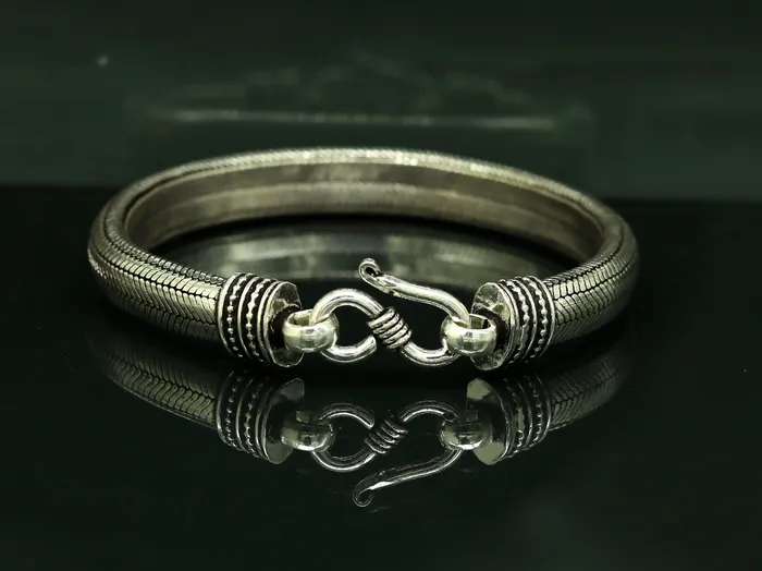 Bracelets TRIBAL ORNAMENTS 7mm 9 solid 925 sterling silver handmade snake chain heavy customized D shape half round bracelet personalized gifting jewelry nsbr201