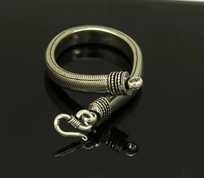 Bracelets TRIBAL ORNAMENTS 7mm 9 solid 925 sterling silver handmade snake chain heavy customized D shape half round bracelet personalized gifting jewelry nsbr201