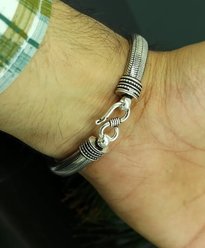 Bracelets TRIBAL ORNAMENTS 7mm 9 solid 925 sterling silver handmade snake chain heavy customized D shape half round bracelet personalized gifting jewelry nsbr201