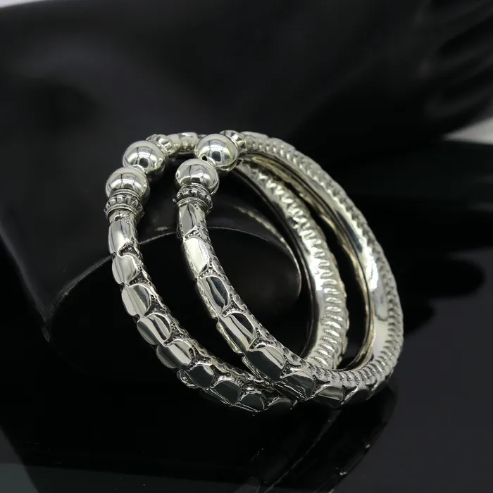 Bracelets TRIBAL ORNAMENTS 925 sterling silver handmade gorgeous customized work bangle bracelet kada pair vintage antique design stylish bangle unisex jewelry nsk327