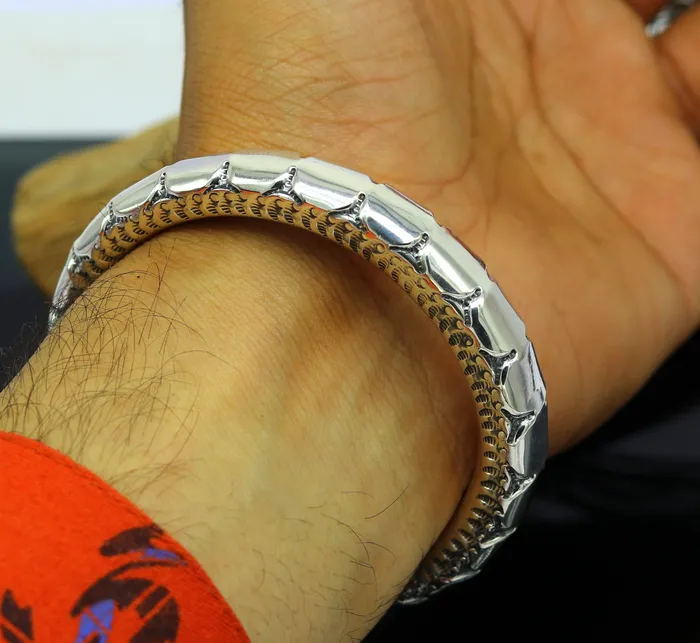 Bracelets TRIBAL ORNAMENTS 925 sterling silver handmade gorgeous customized work bangle bracelet kada pair vintage antique design stylish bangle unisex jewelry nsk327