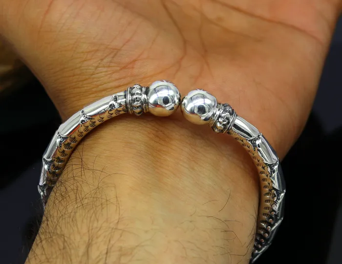 Bracelets TRIBAL ORNAMENTS 925 sterling silver handmade gorgeous customized work bangle bracelet kada pair vintage antique design stylish bangle unisex jewelry nsk327
