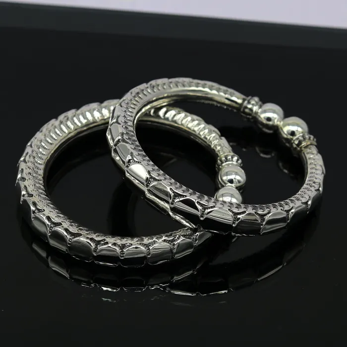 Bracelets TRIBAL ORNAMENTS 925 sterling silver handmade gorgeous customized work bangle bracelet kada pair vintage antique design stylish bangle unisex jewelry nsk327