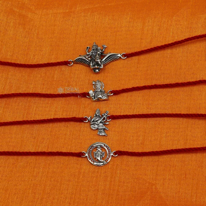 Bracelets TRIBAL ORNAMENTS 925 sterling silver handmade Unique god Garudakrishnasaraswati idols pendant Rakhi Bracelet Exclusive Bracelet Rakshabandhan gift rk306