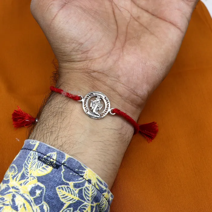 Bracelets TRIBAL ORNAMENTS 925 sterling silver handmade Unique god Garudakrishnasaraswati idols pendant Rakhi Bracelet Exclusive Bracelet Rakshabandhan gift rk306