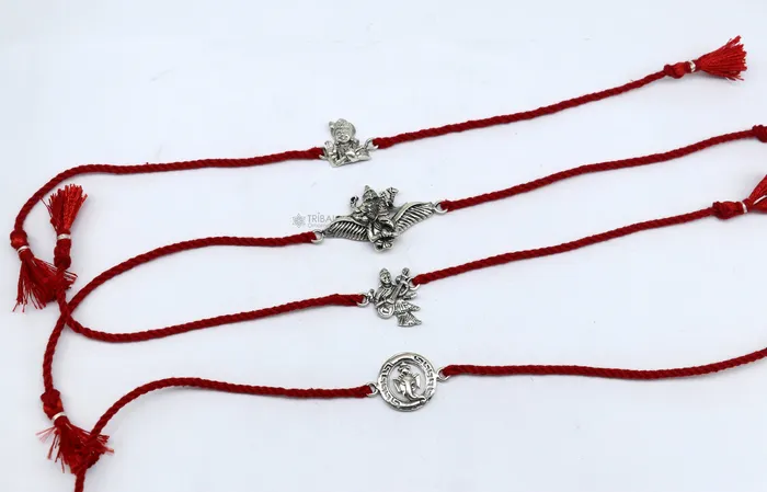 Bracelets TRIBAL ORNAMENTS 925 sterling silver handmade Unique god Garudakrishnasaraswati idols pendant Rakhi Bracelet Exclusive Bracelet Rakshabandhan gift rk306