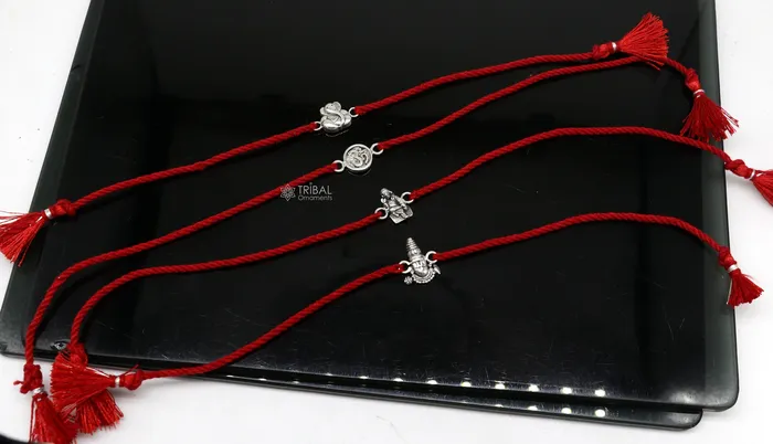 Bracelets TRIBAL ORNAMENTS 925 sterling silver handmade Unique god Garudakrishnasaraswati idols pendant Rakhi Bracelet Exclusive Bracelet Rakshabandhan gift rk306
