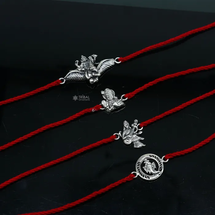 Bracelets TRIBAL ORNAMENTS 925 sterling silver handmade Unique god Garudakrishnasaraswati idols pendant Rakhi Bracelet Exclusive Bracelet Rakshabandhan gift rk306