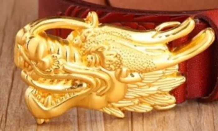 BU257 Bright Gold Dragon Belt Buckle POLLY Earrings